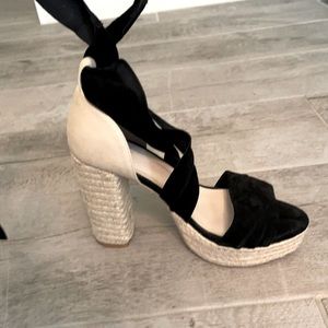 Raye Black Designer Shoes platform- Size 8 high heel wedges type